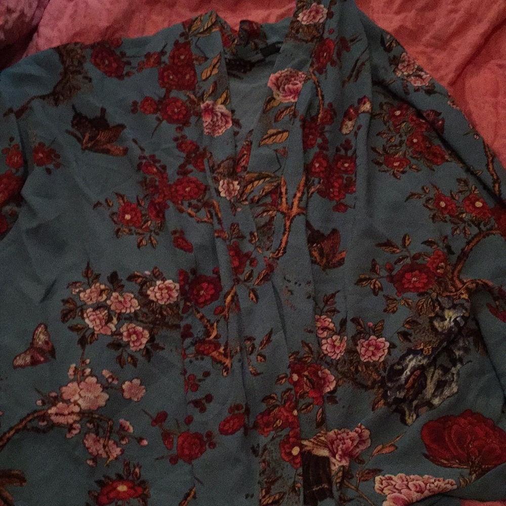 Flower Print Ornate Kimono